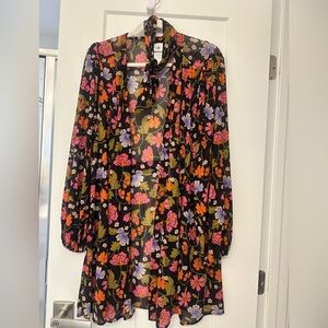 Floral Sheer Overlay with Multicolor Design